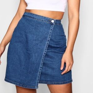BOOHOO PLUS Denim Wrap Skirt